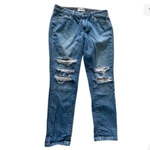 Paige Ankle Peg Distressed Jeans Light Wash Size 25